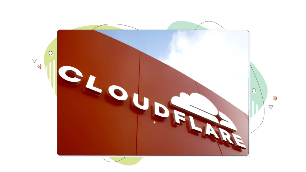 Cloudflare building with its logo in the facade of a building.