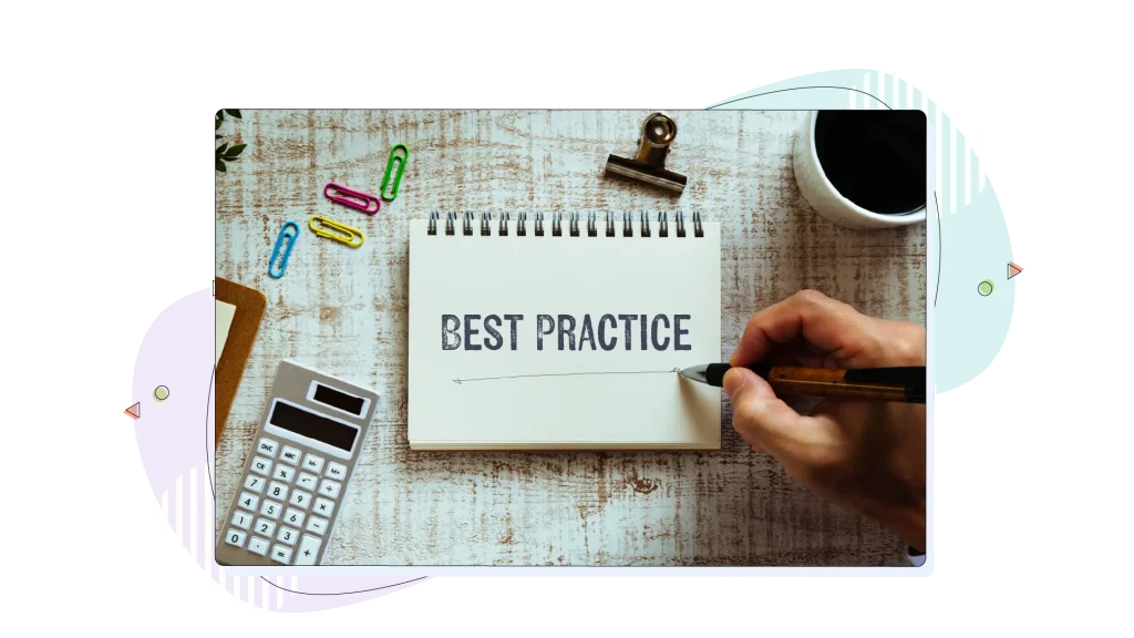 best practice written on a notebook.