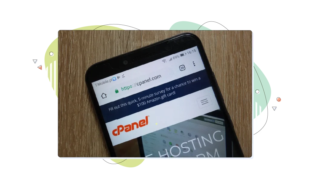 cPanel's website running on a smartphone browser.