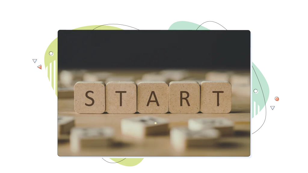 Wooden blocks reading START.