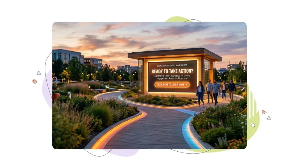 A call to action placement inside a park.