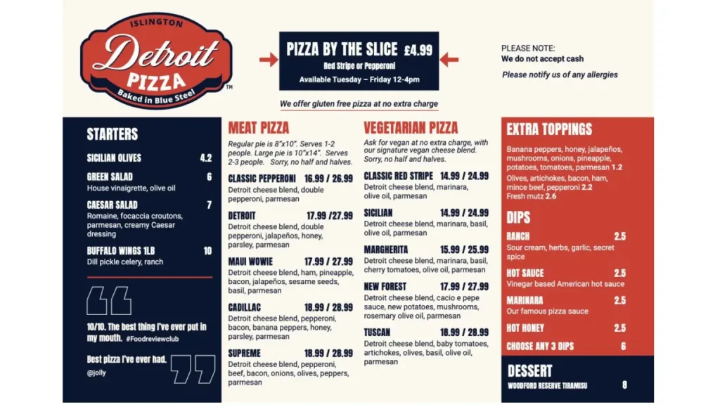 Menu design example 