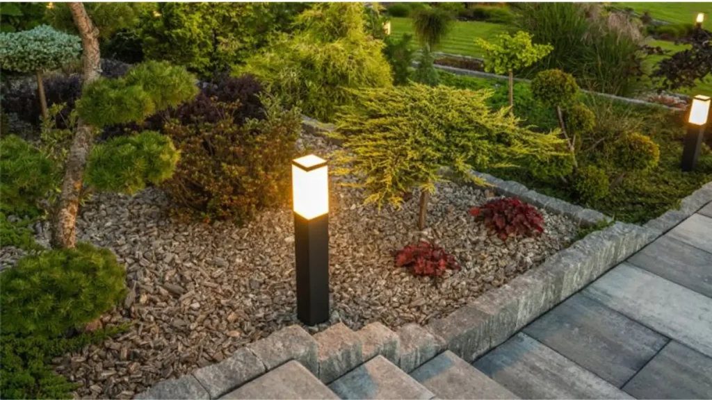 Lighting setup on a stairway 