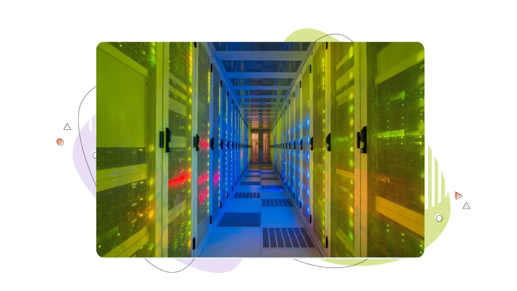 Long corridor of high‑tech computer servers in a secure data center, representing business data protection and safeguarded company information.