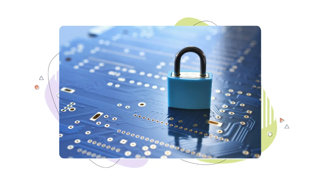 A small padlock resting on a circuit board, symbolizing the importance of data security for business and the need to protect sensitive company systems.