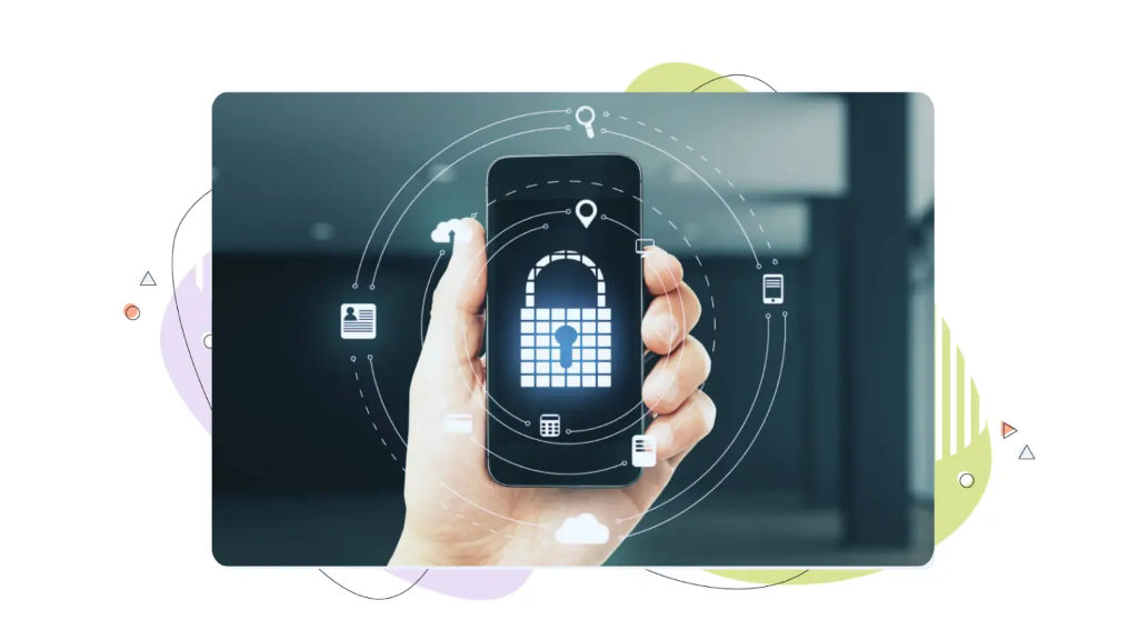 Padlock symbol on a smartphone screen, highlighting how strong mobile security helps reduce the cost of data breaches for businesses.