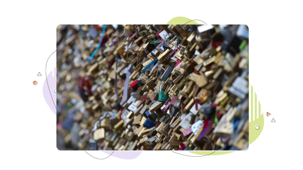 Thousands of padlocks attached to a metal fence, symbolizing strong company data security and layered protection for sensitive business information.
