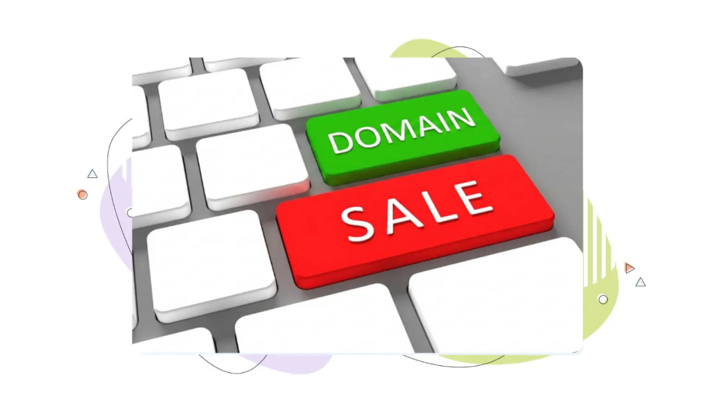 Cushions arranged like computer keys, with domain and sale spelled out to illustrate domain name value factors.