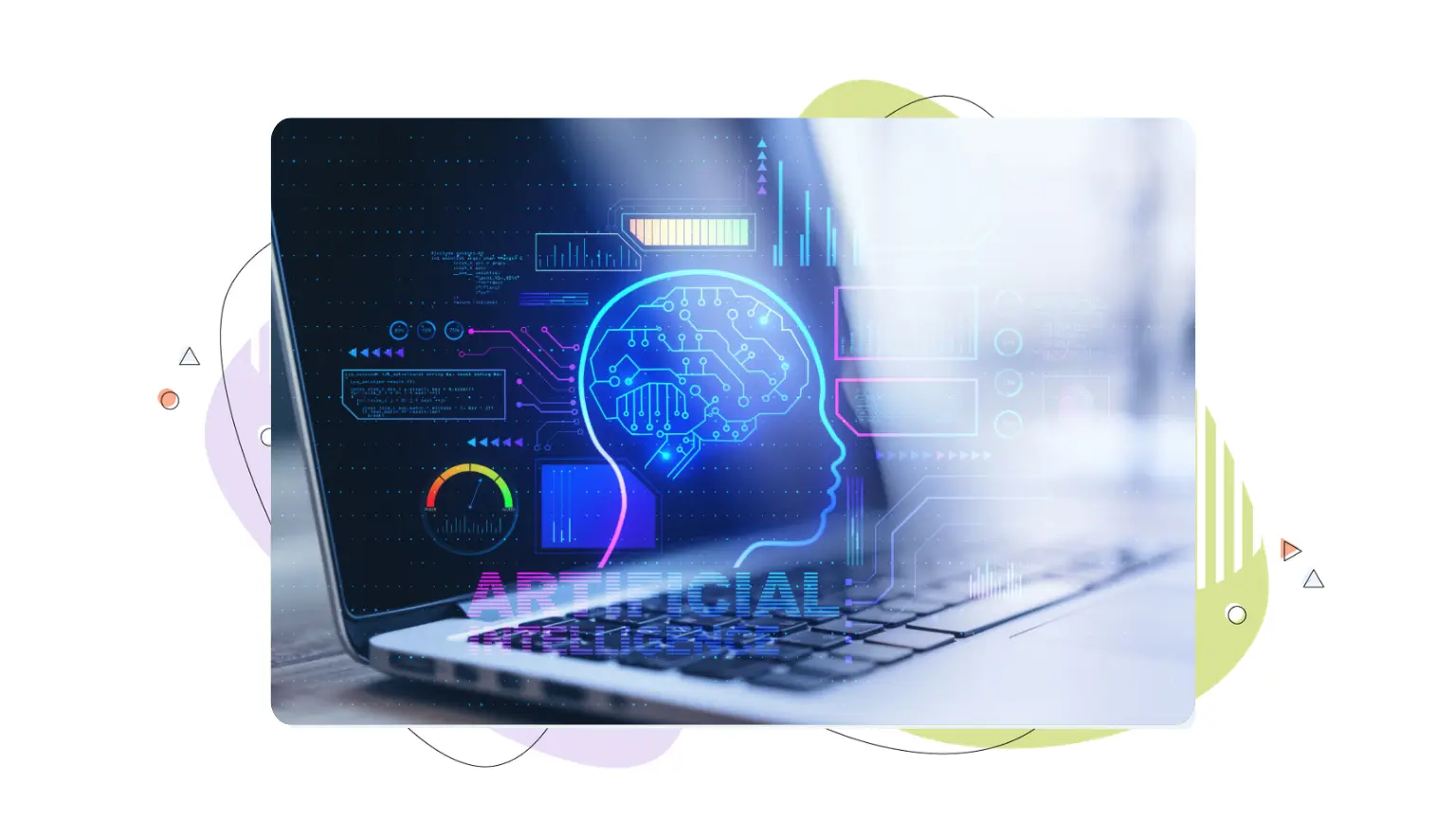 Visual conceptualization of how does AI decide what to cite, showing a computer screen with futuristic artificial intelligence data visuals and text processing graphics.