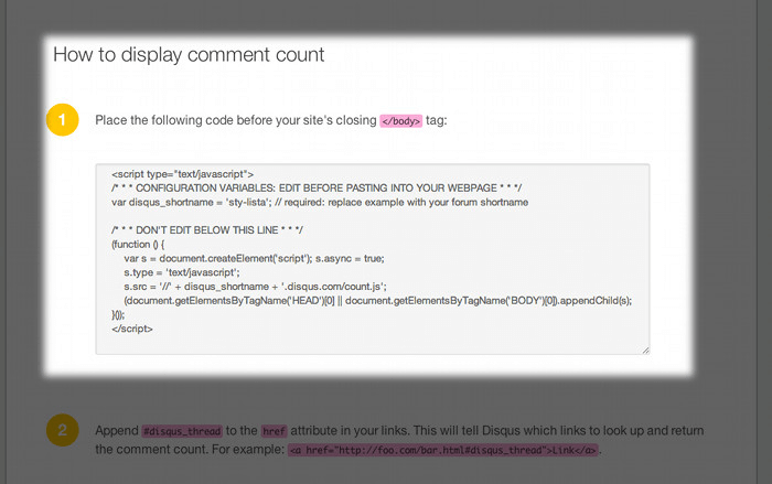 Display comment count in DISQUS