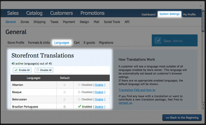 Online Store: Basic customization - Select languages