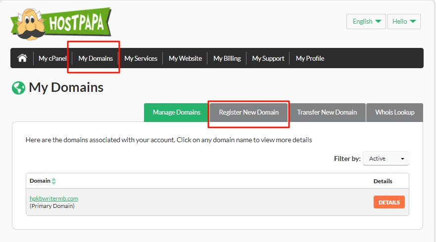 How to transfer a net .com .org domain with hostpapa