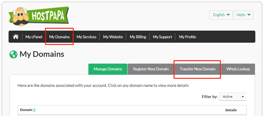 How to transfer your domain name to HostPapa