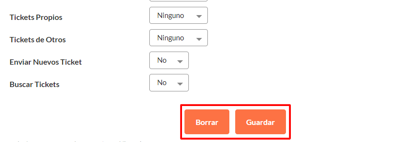 En la parte inferior del formulario, puedes hacer clic en Guardar para guardar después de editar la información necesaria o hacer clic en Borrar para eliminar al usuario.