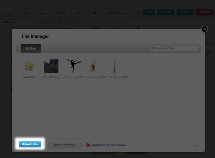 Website Builder uploading files