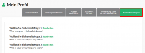 So aktualisieren Sie die Sicherheitsfragen in Ihrem Dashboard 1