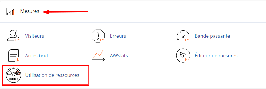 Cliquez sur Utilisation de ressources.