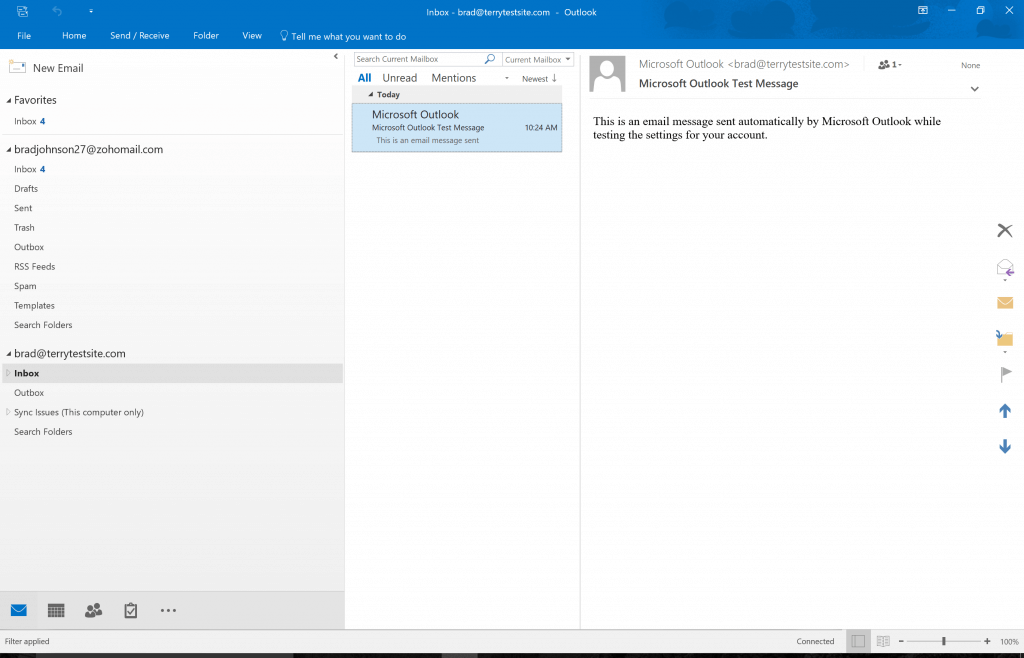 Viewing your accounts in Outlook