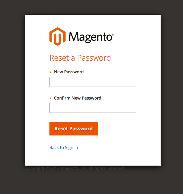 Resetting the Magento password