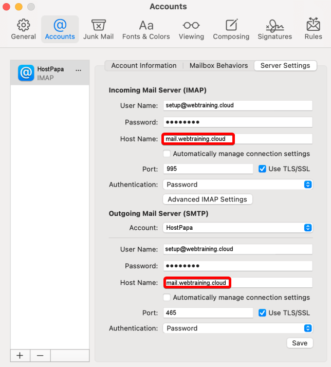 cannot verify server identity apple mail