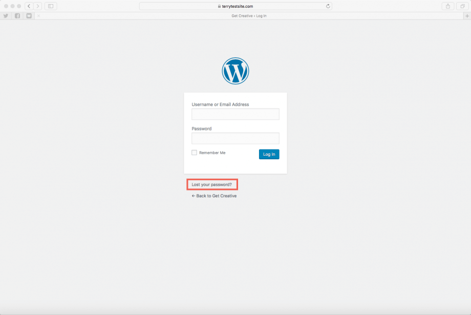 Wordpress Administration Page