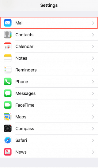 iOS Settings Menu