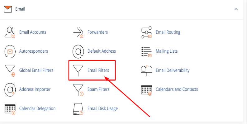 A screenshot of the spam filters step within the email section.
