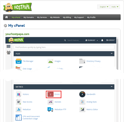 cPanel - Access Error Logs