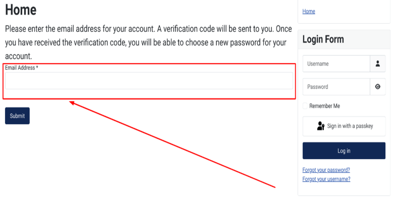 The email address box for when you have forgotten your Joomla! Password.