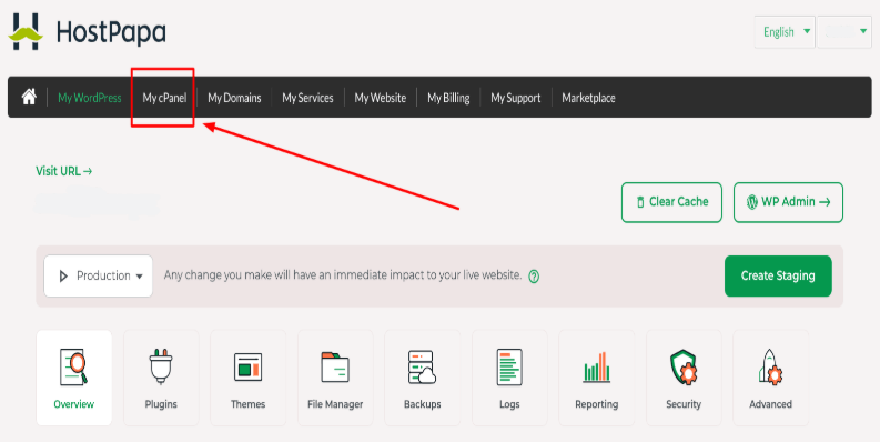 A screenshot of HostPapa My cPanel.