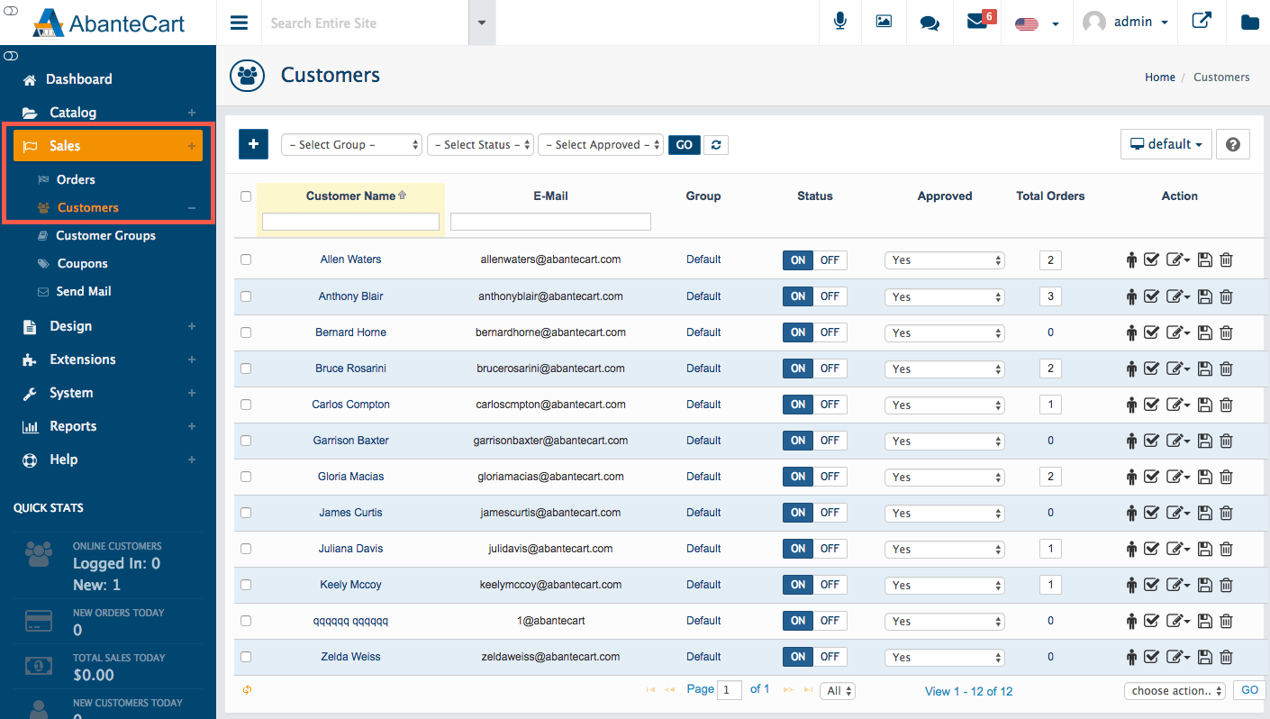 Select Customers List