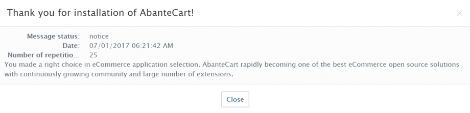 Abantecart notification