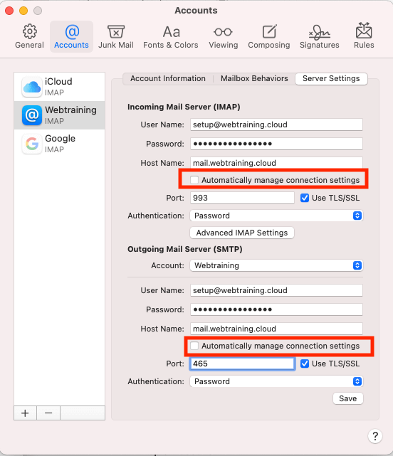 apple mail imap pop