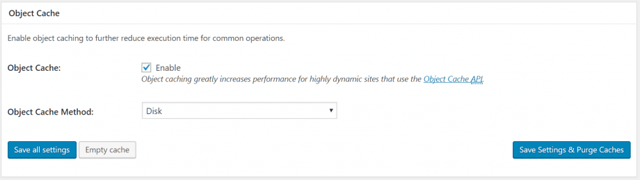 Object Cache settings