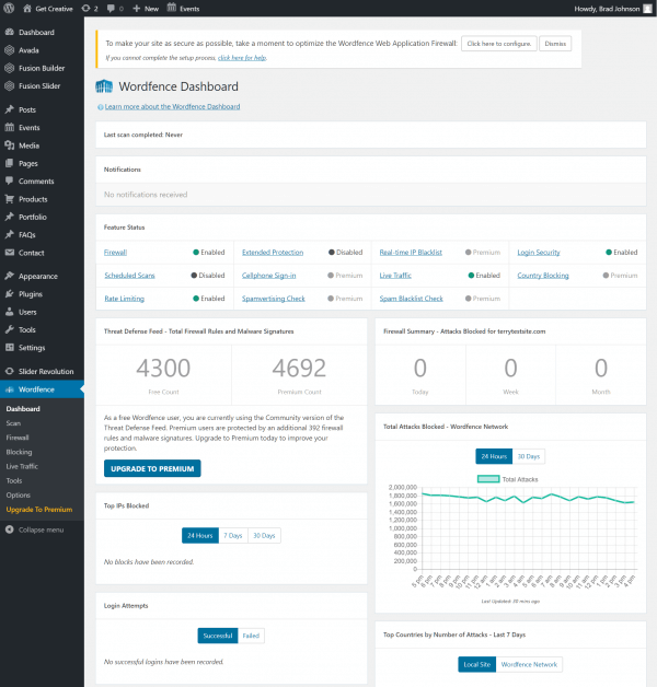 Wordfence Dashboard