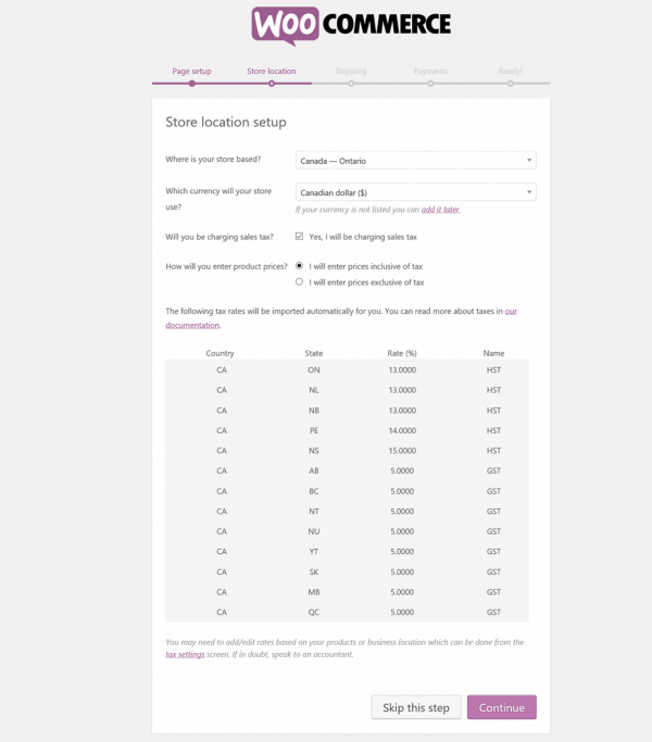 Store Location settings