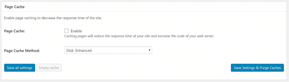 Page cache settings