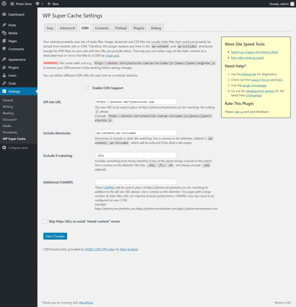 CDN settings