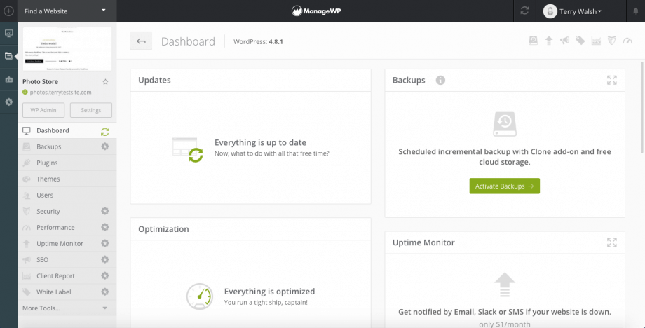 ManageWP Wordker Dashboard