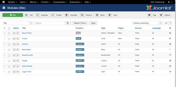 Joomla! Module manager