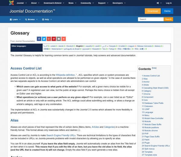 Joomla! Glossary