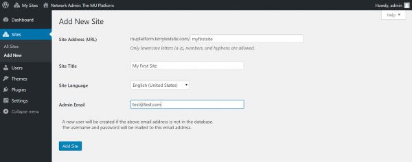 Site configuration