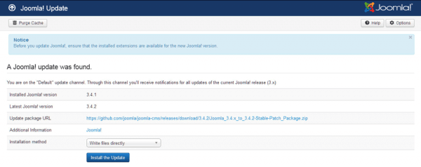 Joomla update details