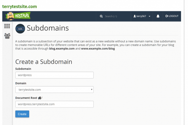 cPanel Subdomain