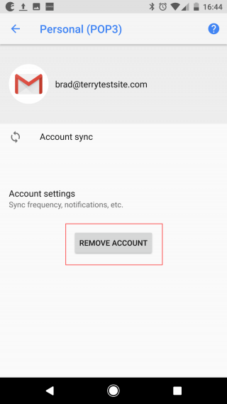 Remove account button