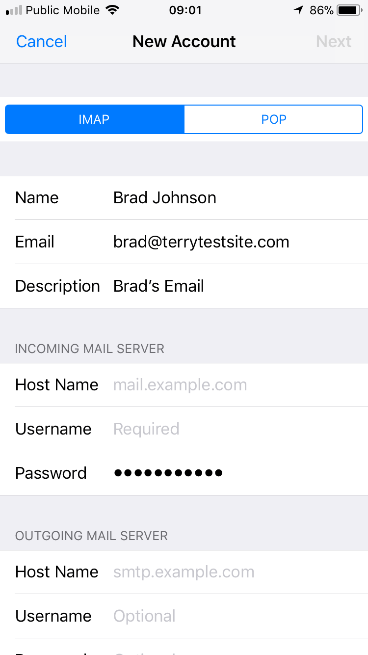 Setting up hosting/reseller email with SSL on iPhone