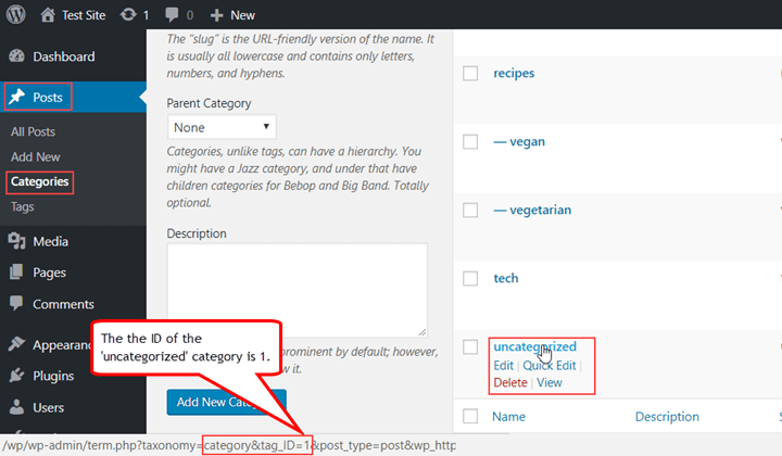 wordpress get category link by id