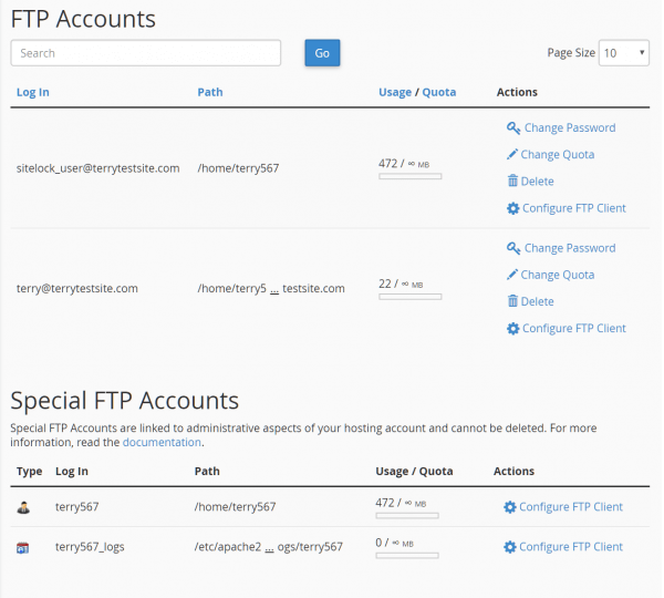 FTP in cPanel