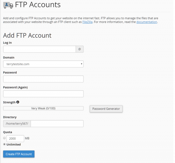 Add FTP account