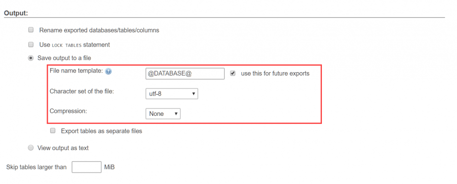 Output options